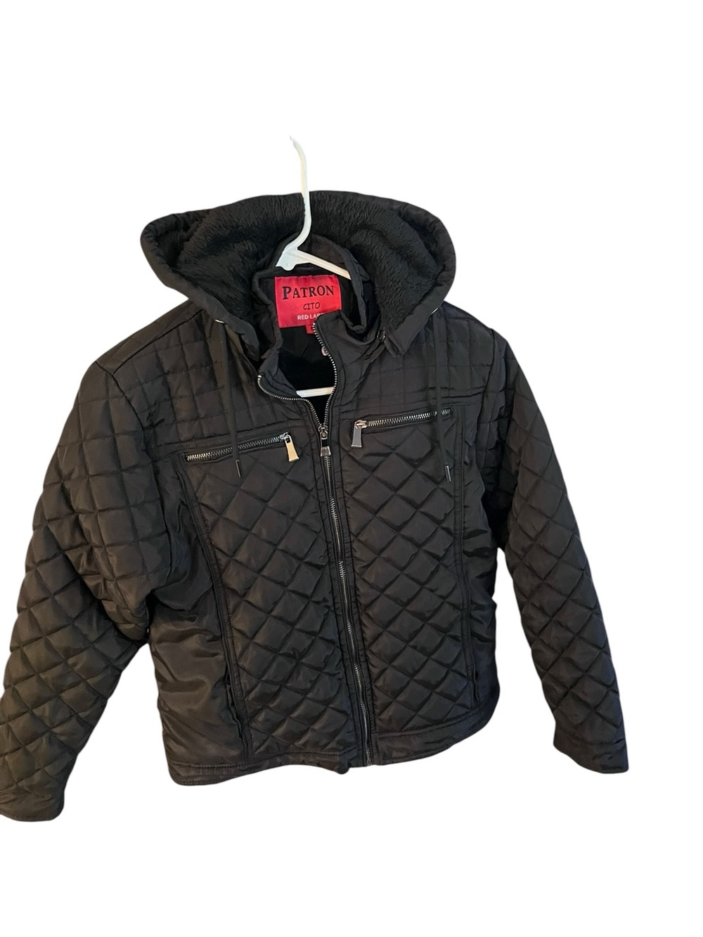 Black Quilted Kids' Hooded Jacket